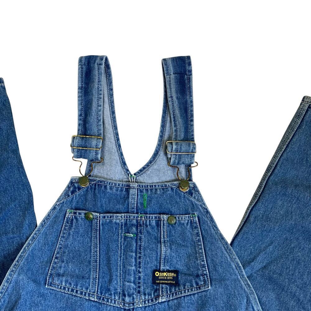 Oshkosh Mens Sz 38 Vintage Denim Carpenter Bib Overalls Vestback Med Wash - Picture 2 of 16